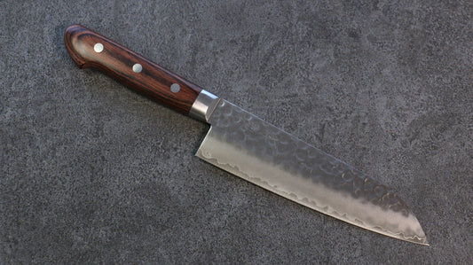 Seisuke Swedish Steel-stn (เหล็กสวีเดน stn) ลายค้อนตี มีด Santoku มีดทำครัวญี่ปุ่น 165mm ด้ามมะฮอกกานี