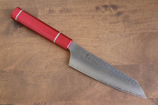 Sakai Takayuki VG10 ดามัสกัส 33 ชั้น มีด Kengata Santoku มีดทำครัวญี่ปุ่น 160mm ด้ามไม้โอ๊กเคลือบ (Kouseki)