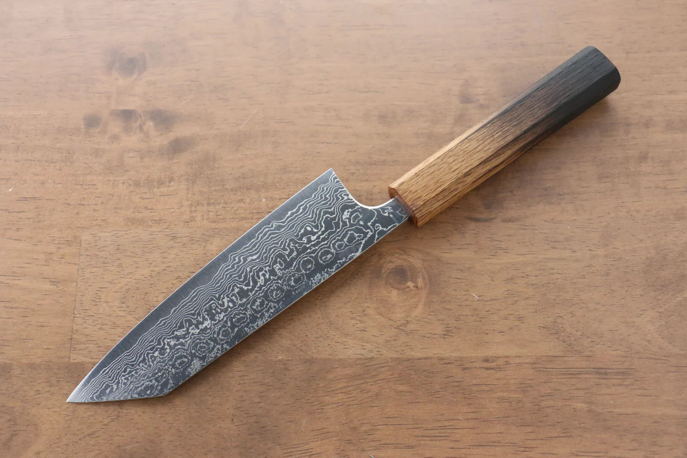 Katsushige Anryu VG10 ขัด ดามัสกัส มีดสำหรับการใช้งานได้ทั่วไป Bunka มีดทำครัวญี่ปุ่น 165mm ด้ามไม้โอ๊ค