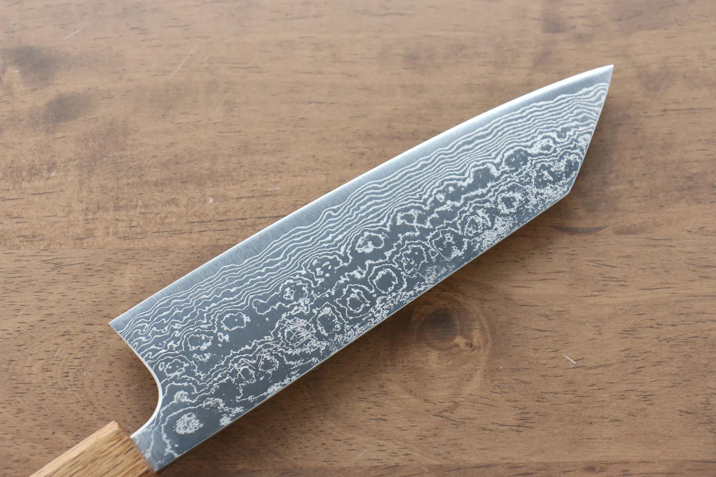 Katsushige Anryu VG10 ขัด ดามัสกัส มีดสำหรับการใช้งานได้ทั่วไป Bunka มีดทำครัวญี่ปุ่น 165mm ด้ามไม้โอ๊ค