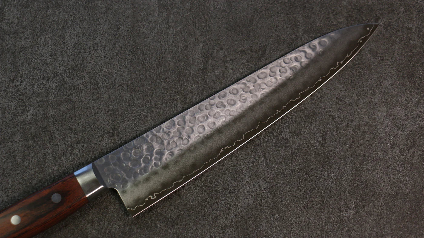 Seisuke Swedish Steel-stn (เหล็กสวีเดน stn) ลายค้อนตี มีดกิวโตะ Gyuto มีดทำครัวญี่ปุ่น 240mm ด้ามมะฮอกกานี