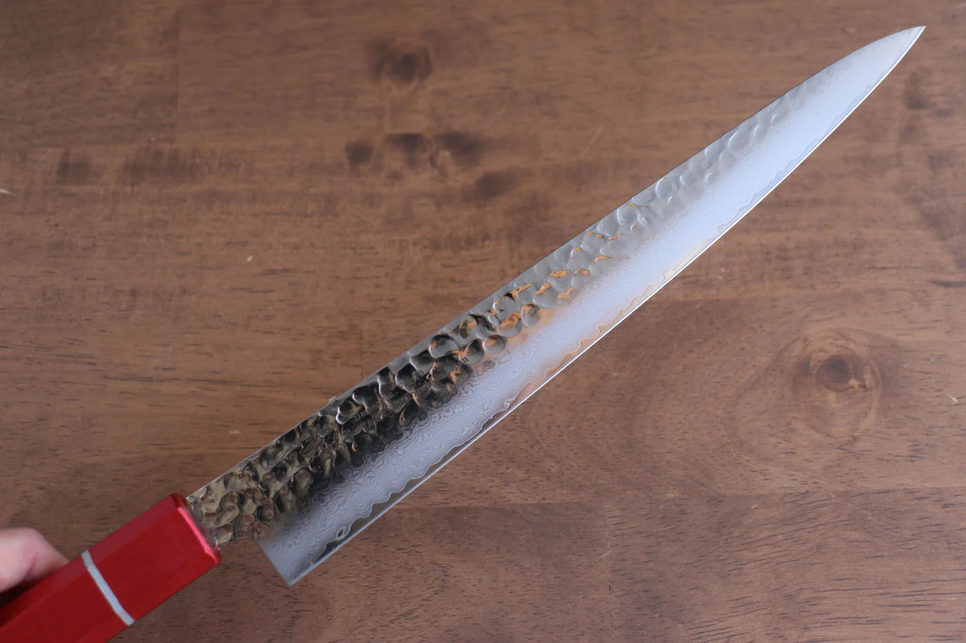 Sakai Takayuki VG10 ดามัสกัส 33 ชั้น มีดเลาะเอ็น Sujihiki มีดทำครัวญี่ปุ่น 240mm ด้ามไม้โอ๊กเคลือบ (Kouseki)