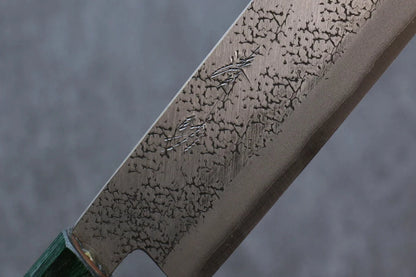 Seisuke Blue Super (บลูซุปเปอร์สตีล) ลายค้อนตี มีดหั่นผัก Nakiri มีดทำครัวญี่ปุ่น 165mm ด้ามไม้วอลนัท(ประดับไม้ สีเขียว คู่)