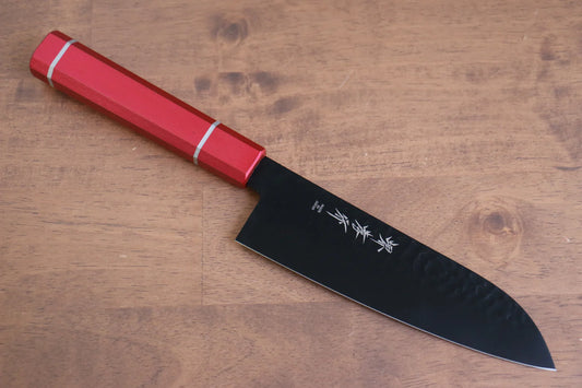 Sakai Takayuki Kurokage VG10 ลายค้อนตี เคลือบเทฟลอน มีด Santoku มีดทำครัวญี่ปุ่น 170mm ด้ามไม้โอ๊กเคลือบ (Kouseki)