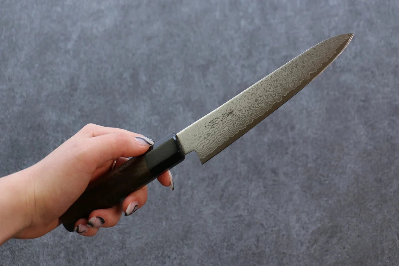 Seisuke VG10 ดามัสกัส มีดขนาดเล็ก  Petty มีดทำครัวญี่ปุ่น 150mm ด้ามไม้ Pakka wood สีเทา