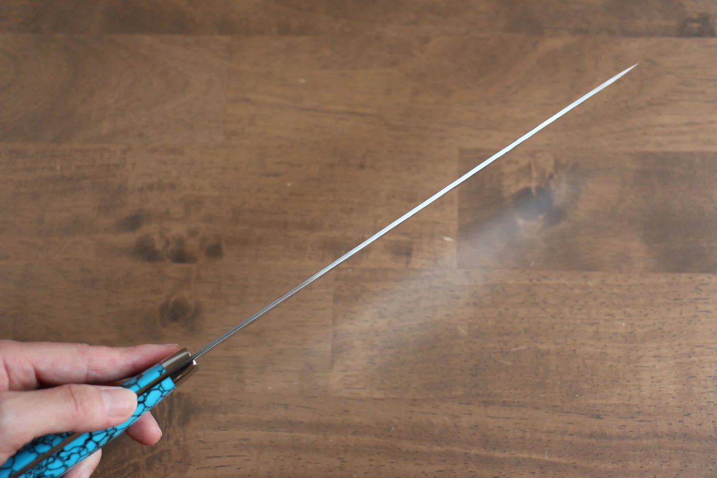 Takeshi Saji SRS13 ลายค้อนตี มีดกิวโตะ Gyuto มีดทำครัวญี่ปุ่น 240mm ด้ามเทอร์คอยซ์สีน้ำเงิน