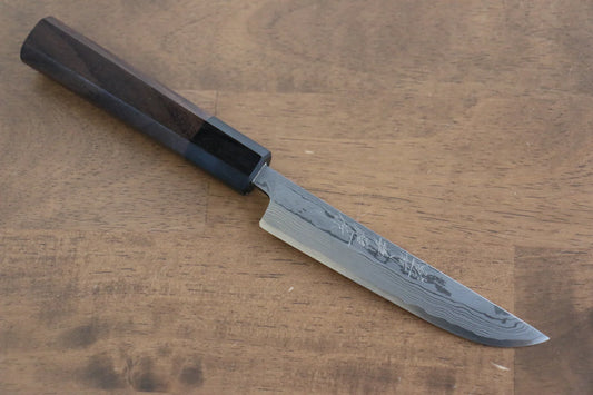 Hideo Kitaoka White Steel (เหล็กกล้าขาว) No.2 ดามัสกัส ใบ Matsuba มีดทำครัวญี่ปุ่น 125mm ด้ามไม้พะยูง