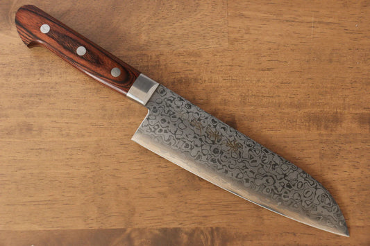 Sakai Takayuki Kukipapa VG10 ดามัสกัส 17 ชั้น ขัดขึ้นเงากระจก มีด Santoku มีดทำครัวญี่ปุ่น 170mm