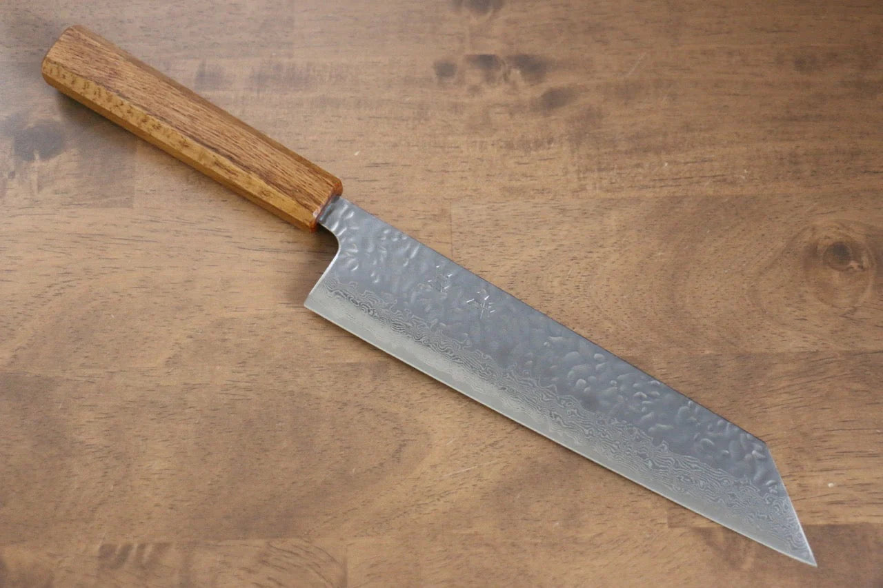 Seisuke Tsukikage AUS10 ขัด ดามัสกัส ลายค้อนตี มีด Kiritsuke มีดทำครัวญี่ปุ่น 210mm ด้ามโอ๊ค
