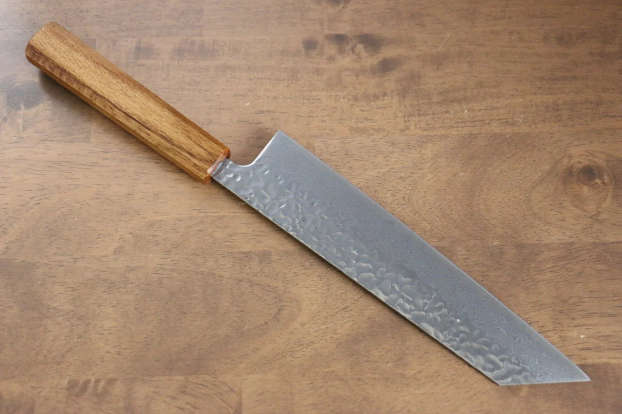 Seisuke Tsukikage AUS10 ขัด ดามัสกัส ลายค้อนตี มีด Kiritsuke มีดทำครัวญี่ปุ่น 210mm ด้ามโอ๊ค