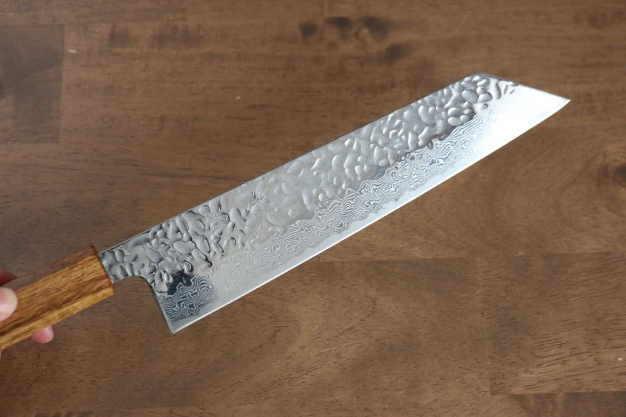 Seisuke Tsukikage AUS10 ขัด ดามัสกัส ลายค้อนตี มีด Kiritsuke มีดทำครัวญี่ปุ่น 210mm ด้ามโอ๊ค