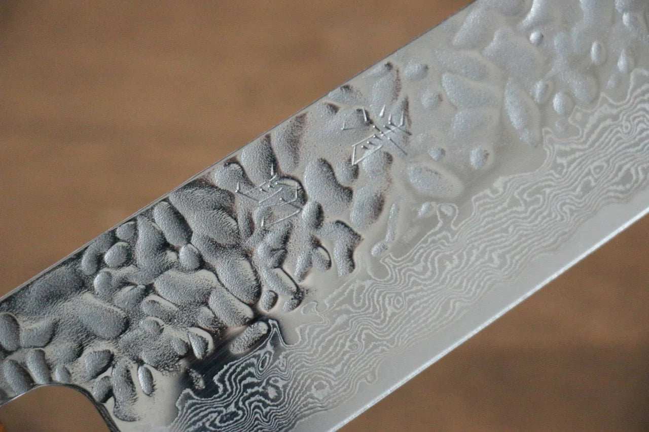 Seisuke Tsukikage AUS10 ขัด ดามัสกัส ลายค้อนตี มีด Kiritsuke มีดทำครัวญี่ปุ่น 210mm ด้ามโอ๊ค