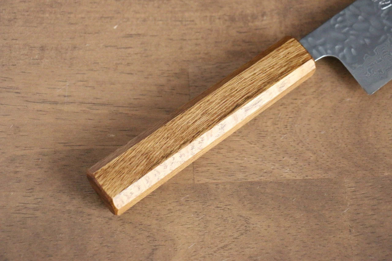 Seisuke Tsukikage AUS10 ขัด ดามัสกัส ลายค้อนตี มีด Kiritsuke มีดทำครัวญี่ปุ่น 210mm ด้ามโอ๊ค