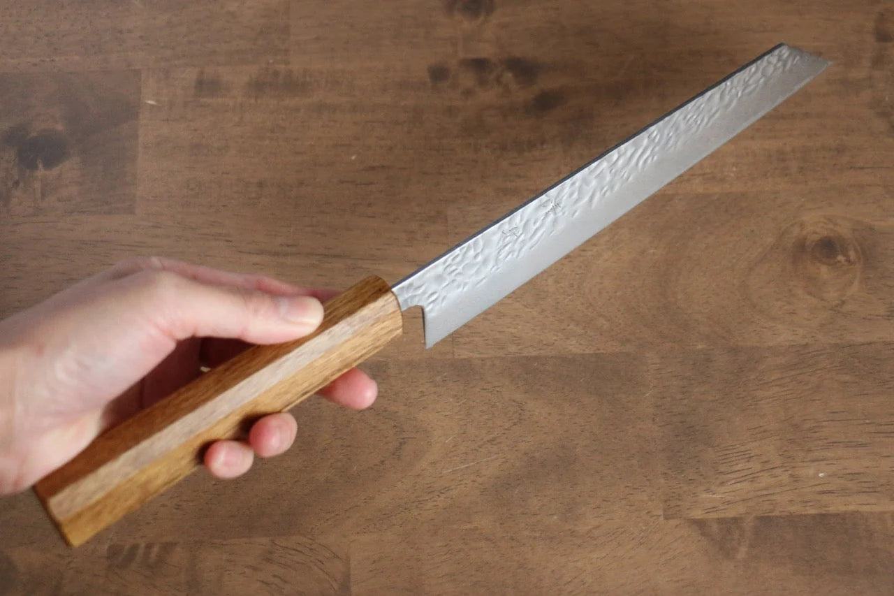 Seisuke Tsukikage AUS10 ขัด ดามัสกัส ลายค้อนตี มีด Kiritsuke มีดทำครัวญี่ปุ่น 210mm ด้ามโอ๊ค