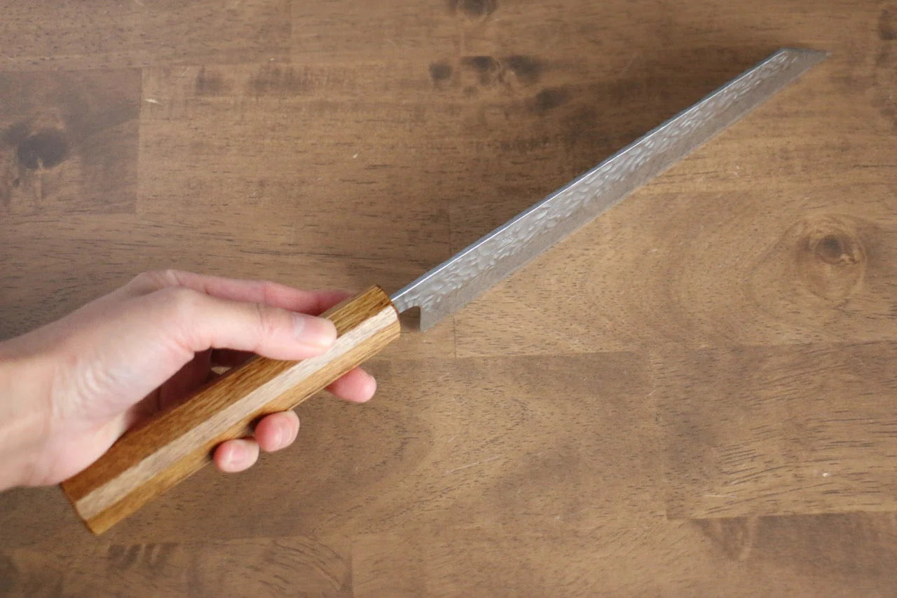 Seisuke Tsukikage AUS10 ขัด ดามัสกัส ลายค้อนตี มีด Kiritsuke มีดทำครัวญี่ปุ่น 210mm ด้ามโอ๊ค