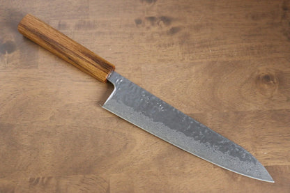 Seisuke Tsukikage AUS10 ขัด ดามัสกัส ลายค้อนตี มีดกิวโตะ Gyuto มีดทำครัวญี่ปุ่น 210mm ด้ามโอ๊ค