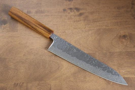 Seisuke Tsukikage AUS10 ขัด ดามัสกัส ลายค้อนตี มีดกิวโตะ Gyuto มีดทำครัวญี่ปุ่น 210mm ด้ามโอ๊ค