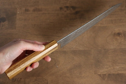 Seisuke Tsukikage AUS10 ขัด ดามัสกัส ลายค้อนตี มีดกิวโตะ Gyuto มีดทำครัวญี่ปุ่น 210mm ด้ามโอ๊ค