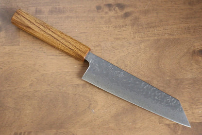 Seisuke Tsukikage AUS10 ขัด ดามัสกัส ลายค้อนตี มีดสำหรับการใช้งานได้ทั่วไป Bunka มีดทำครัวญี่ปุ่น 170mm ด้ามโอ๊ค