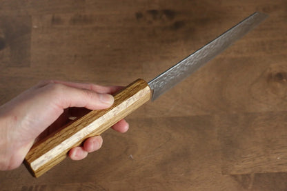 Seisuke Tsukikage AUS10 ขัด ดามัสกัส ลายค้อนตี มีดสำหรับการใช้งานได้ทั่วไป Bunka มีดทำครัวญี่ปุ่น 170mm ด้ามโอ๊ค