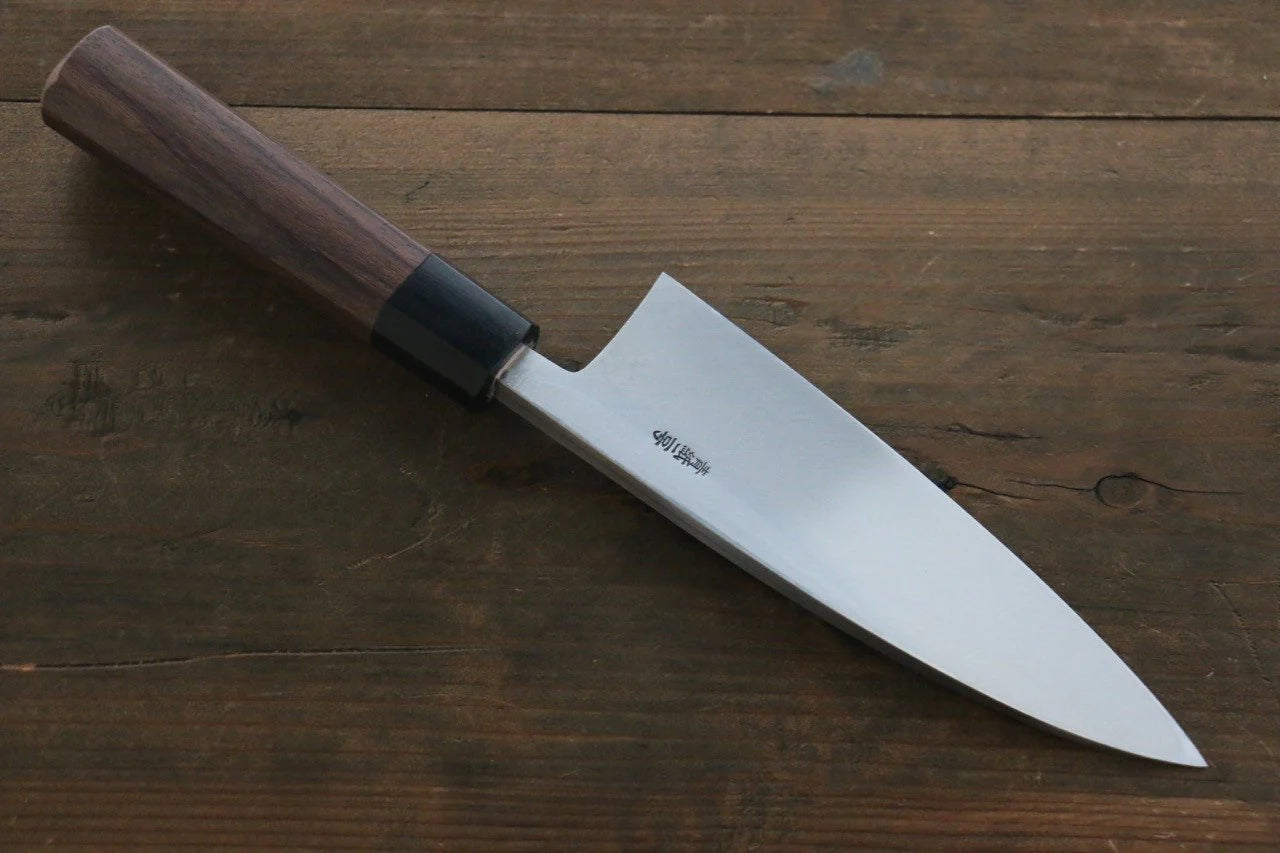 Hideo Kitaoka Blue Steel (บลูสตีล) No.2 ดามัสกัส มีด Deba มีดทำครัวญี่ปุ่น 150mm ด้ามไม้พะยูง