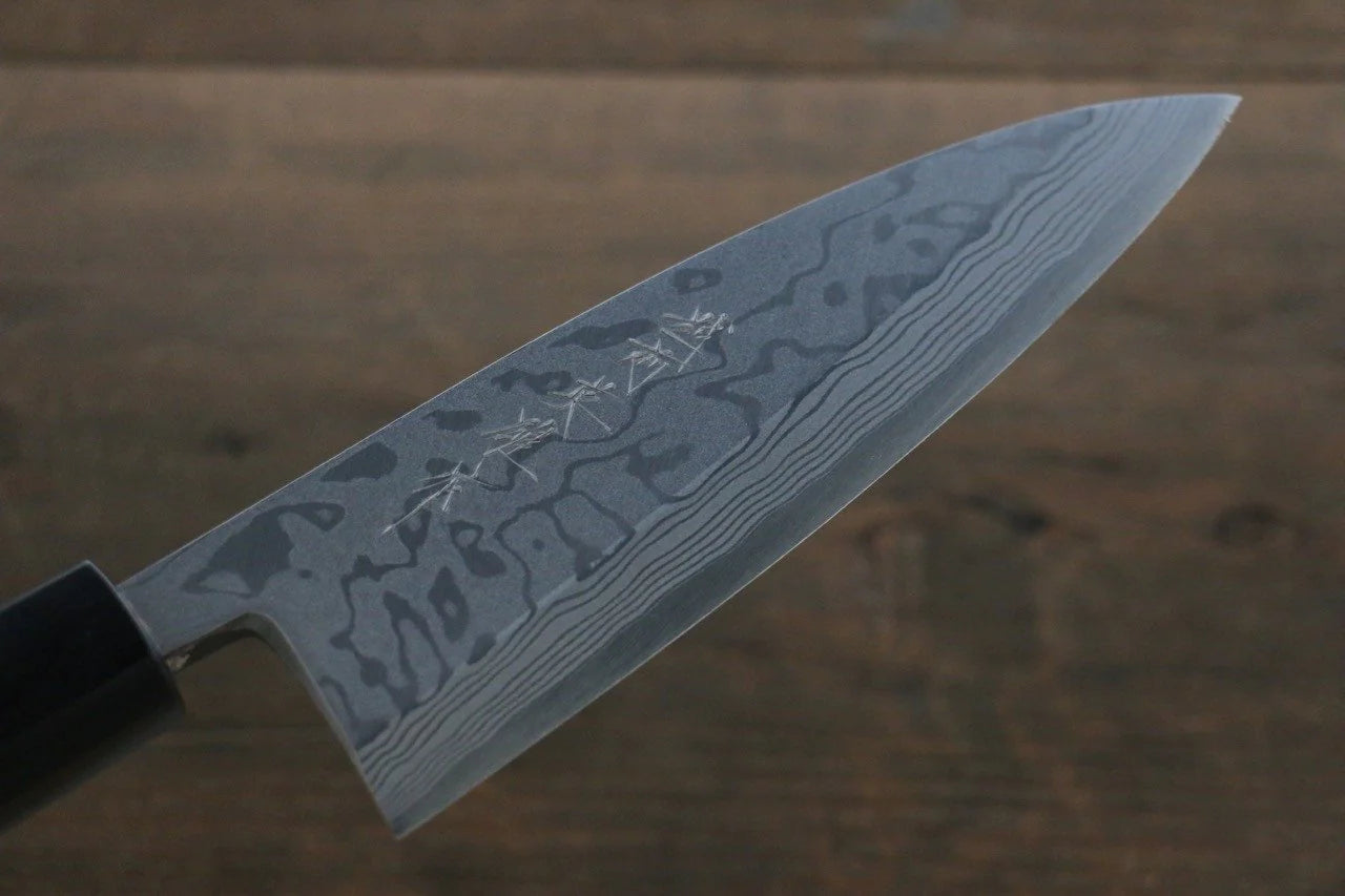 Hideo Kitaoka Blue Steel (บลูสตีล) No.2 ดามัสกัส มีด Deba มีดทำครัวญี่ปุ่น 150mm ด้ามไม้พะยูง