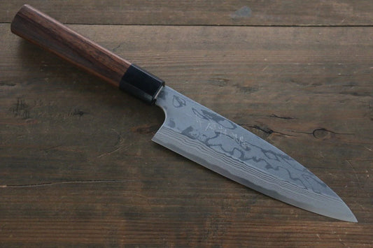 Hideo Kitaoka Blue Steel (บลูสตีล) No.2 ดามัสกัส มีด Funayuki มีดทำครัวญี่ปุ่น 170mm ด้ามไม้พะยูง