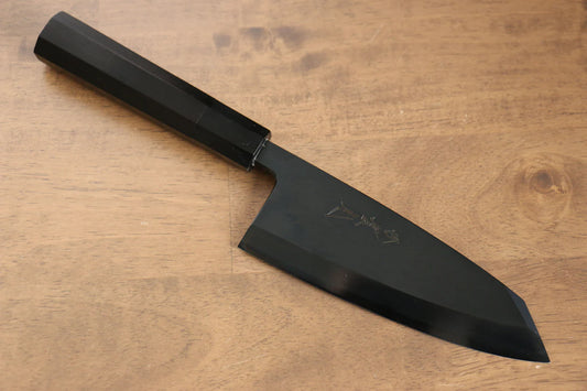 Jikko Ginza White Steel (เหล็กกล้าขาว) ย้อมสีดำ มีด Kiritsuke Deba มีดทำครัวญี่ปุ่น 150mm ด้ามไม้มะเกลือ