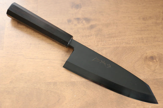 Jikko Ginza White Steel (เหล็กกล้าขาว) ย้อมสีดำ มีด Kiritsuke Deba มีดทำครัวญี่ปุ่น 180mm ด้ามไม้มะเกลือ
