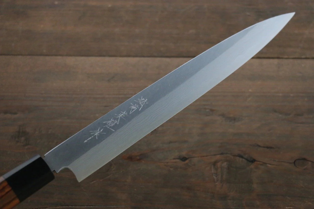 Hideo Kitaoka Blue Steel (บลูสตีล) No.2 ดามัสกัส มีด Yanagiba มีดทำครัวญี่ปุ่น 240mm ด้ามไม้พะยูง