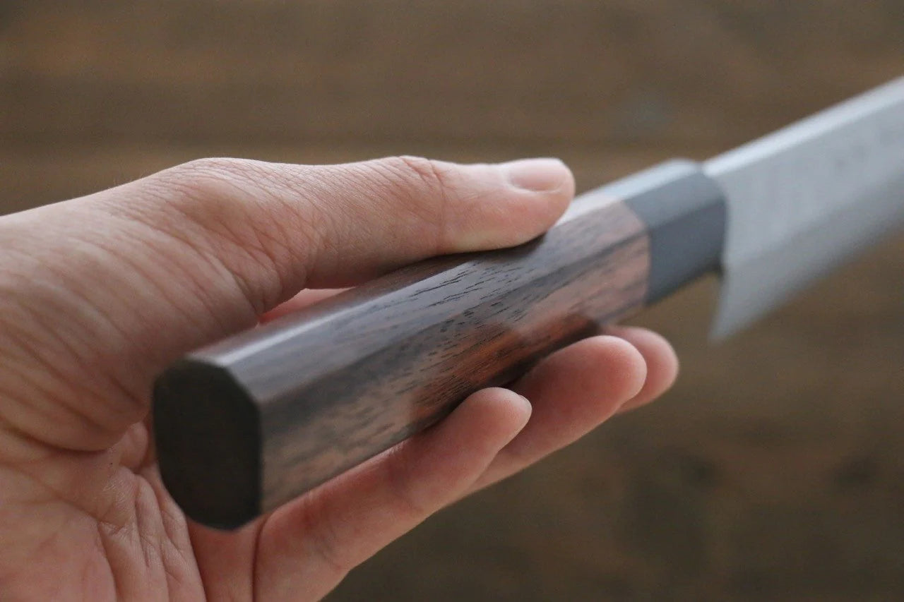 Hideo Kitaoka Blue Steel (บลูสตีล) No.2 ดามัสกัส มีด Kiritsuke Yanagiba มีดทำครัวญี่ปุ่น 240mm ด้ามไม้พะยูง