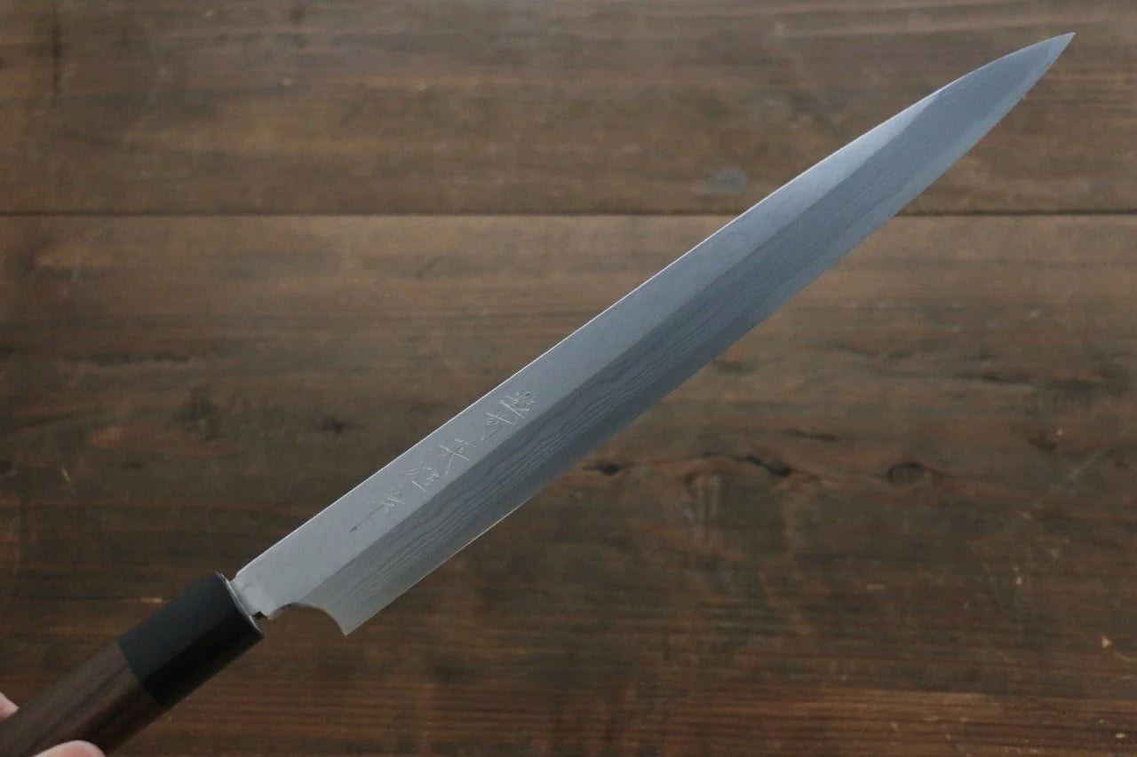 Hideo Kitaoka Blue Steel (บลูสตีล) No.2 ดามัสกัส มีด Yanagiba มีดทำครัวญี่ปุ่น 270mm ด้ามไม้พะยูง