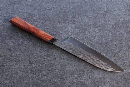 Yu Kurosaki Senko R2/SG2 ลายค้อนตี มีด Santoku มีดทำครัวญี่ปุ่น 165mm ด้ามไม้ Sandalwood สีแดง
