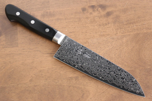 Seisuke AUS10 45 ชั้น ขัดขึ้นเงากระจก ลายดามัสกัส มีด Santoku มีดทำครัวญี่ปุ่น 170mm ด้ามไม้ Pakka wood สีดำ