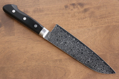 Seisuke AUS10 45 ชั้น ขัดขึ้นเงากระจก ลายดามัสกัส มีด Santoku มีดทำครัวญี่ปุ่น 170mm ด้ามไม้ Pakka wood สีดำ
