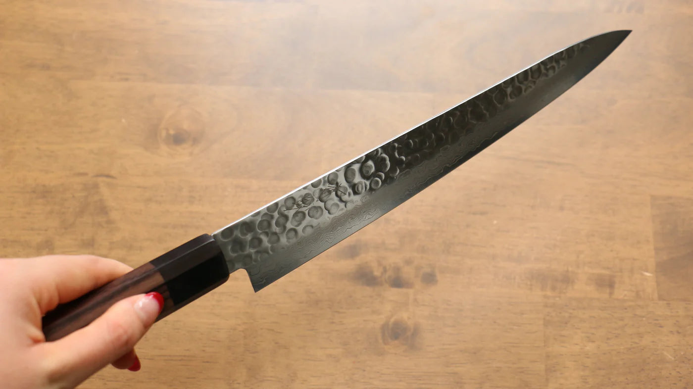 Seisuke AUS10 ดามัสกัส 45 ชั้น มีดเลาะเอ็น Sujihiki มีดทำครัวญี่ปุ่น 250mm ด้ามไม้พะยูง