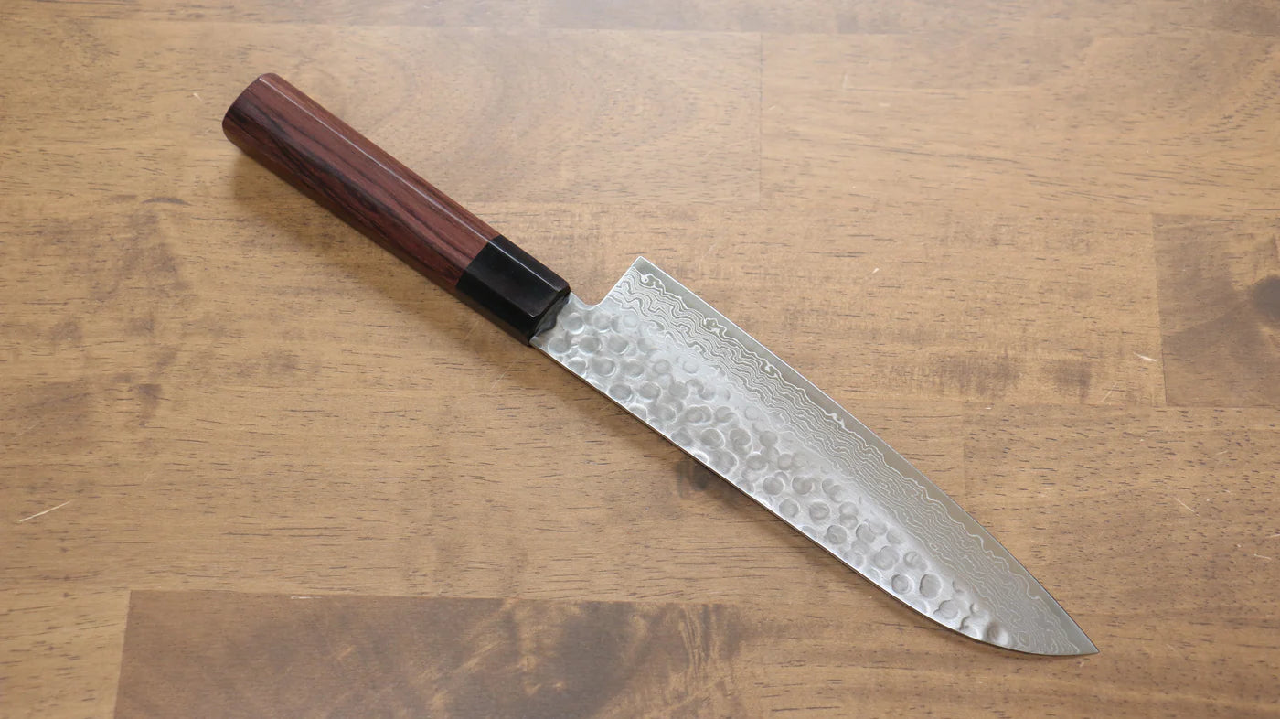 Seisuke AUS10 ดามัสกัส 45 ชั้น มีด Santoku มีดทำครัวญี่ปุ่น 180mm ด้ามไม้พะยูง