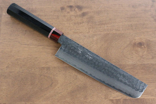 Seisuke VG10 ดามัสกัส มีดหั่นผัก Nakiri มีดทำครัวญี่ปุ่น 180mm ด้ามไม้ Pakka wood สีดำ