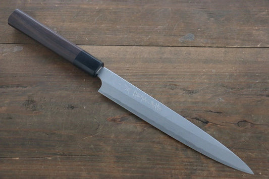 Hideo Kitaoka White Steel (เหล็กกล้าขาว) No.2 ดามัสกัส มีด Yanagiba มีดทำครัวญี่ปุ่น 210mm ด้ามไม้พะยูง