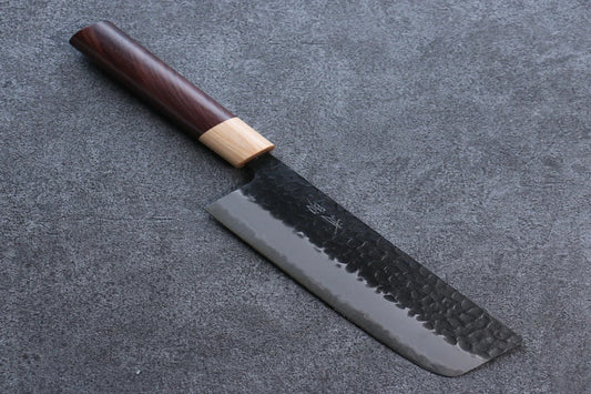 Seisuke Shitan Blue Super (บลูซุปเปอร์สตีล) ลายค้อนตี Kurouchi มีดหั่นผัก Nakiri มีดทำครัวญี่ปุ่น 165mm ด้ามไม้พะยูง