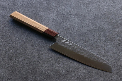 Yoshimi Kato Minamo R2/SG2 ลายค้อนตี มีด Santoku มีดทำครัวญี่ปุ่น 165mm ด้ามโอ๊ค