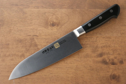 Iseya โมลิบดินัม มีด Santoku มีดทำครัวญี่ปุ่น 180mm ด้าม Micarta ดำ