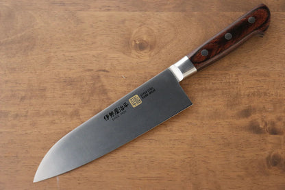 Iseya โมลิบดินัม มีด Santoku มีดทำครัวญี่ปุ่น 180mm ด้ามไม้ Pakka wood มะฮอกกานี