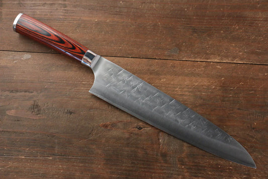 Takeshi Saji SRS13 ลายค้อนตี มีดกิวโตะ Gyuto มีดทำครัวญี่ปุ่น 240mm ด้ามไม้ Pakka wood สีแดง
