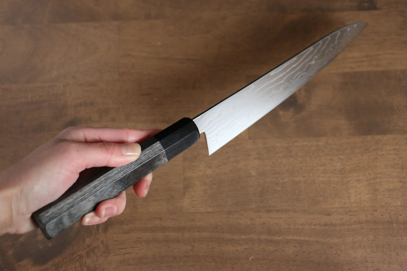 Kajin เหล็กโคบอลด์พิเศษ ดามัสกัส มีดกิวโตะ Gyuto มีดทำครัวญี่ปุ่น 210mm ด้ามไม้ Pakka wood สีเทา