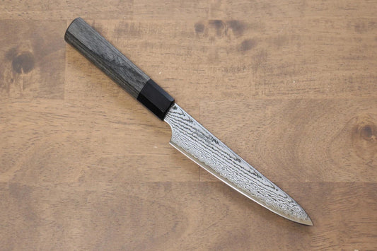 Kanjyo VG10 ดามัสกัส มีดขนาดเล็ก  Petty มีดทำครัวญี่ปุ่น 150mm ด้ามไม้ Pakka wood สีเทา