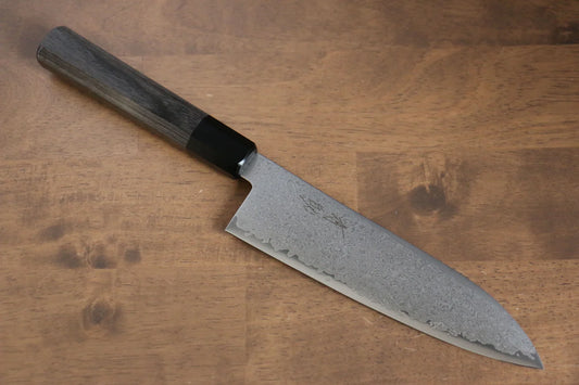 Seisuke VG10 ดามัสกัส มีด Santoku มีดทำครัวญี่ปุ่น 180mm ด้ามไม้ Pakka wood สีเทา
