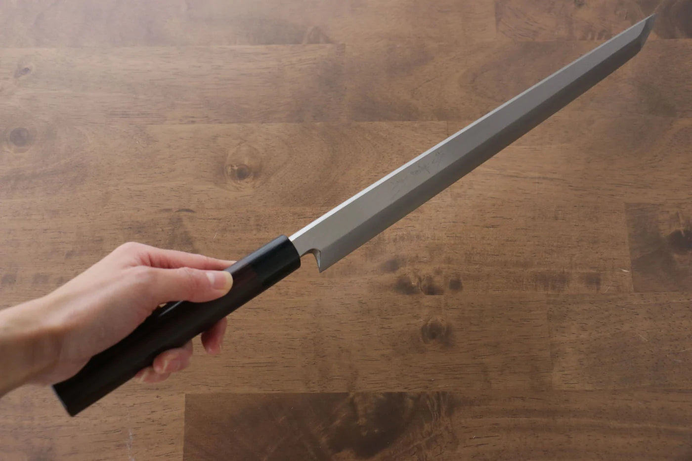 Jikko Silver Steel No.3 (เหล็กเงิน No.3) มีด Sakimaru Yanagiba มีดทำครัวญี่ปุ่น 330mm ด้ามไม้พะยูง