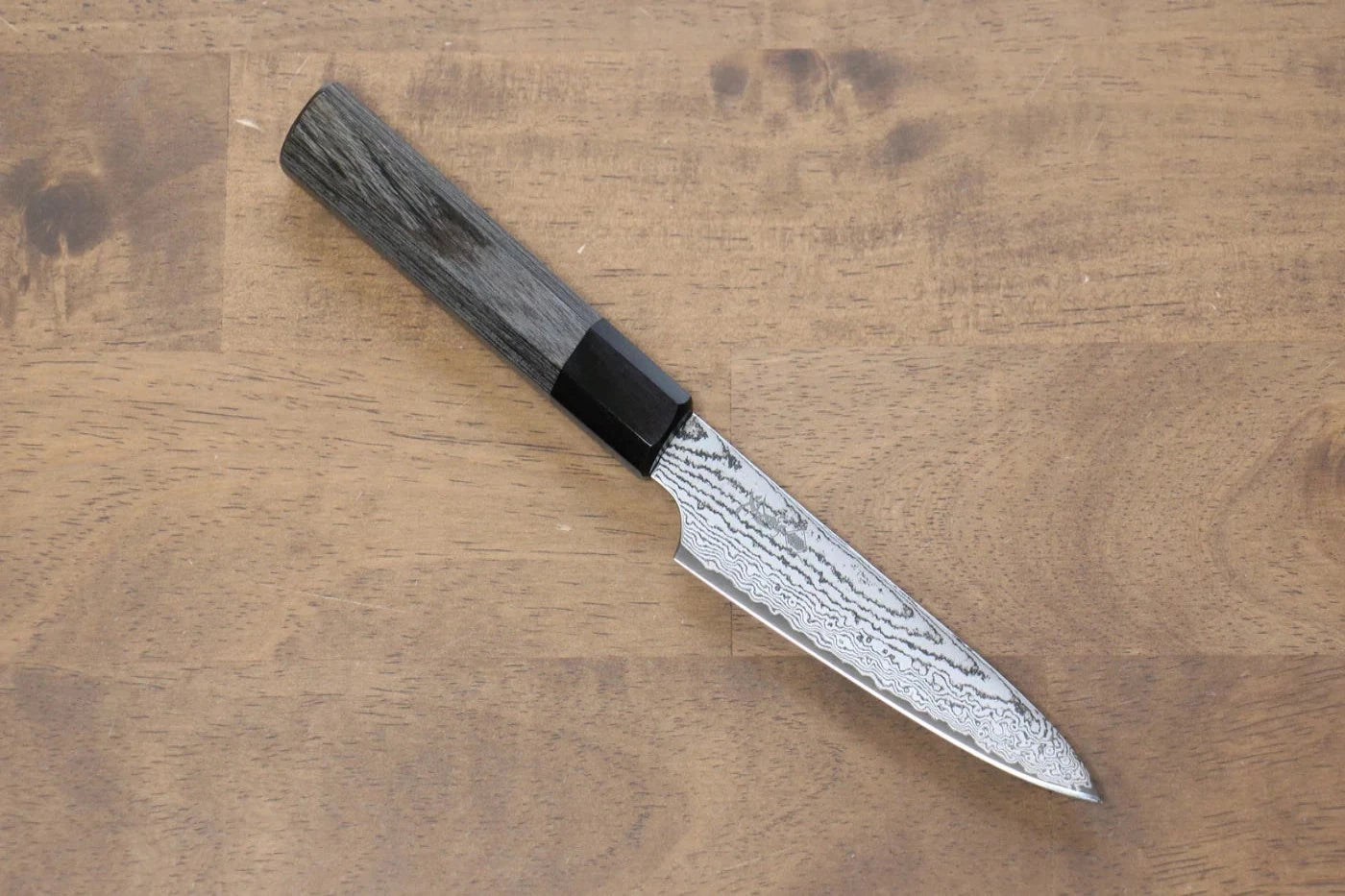 Kanjyo VG10 ดามัสกัส มีดขนาดเล็ก  Petty มีดทำครัวญี่ปุ่น 120mm ด้ามไม้ Pakka wood สีเทา