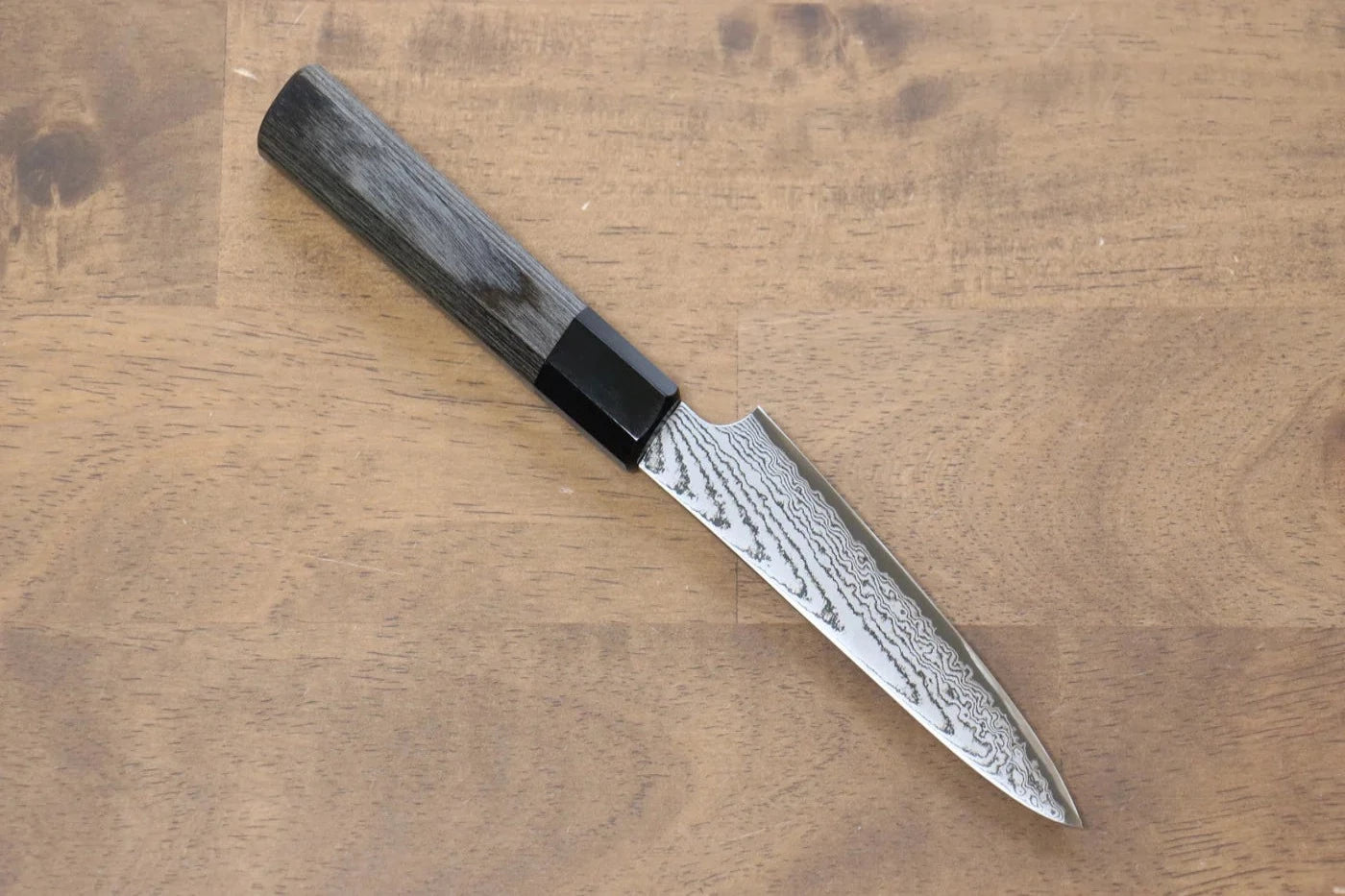 Kanjyo VG10 ดามัสกัส มีดขนาดเล็ก  Petty มีดทำครัวญี่ปุ่น 120mm ด้ามไม้ Pakka wood สีเทา